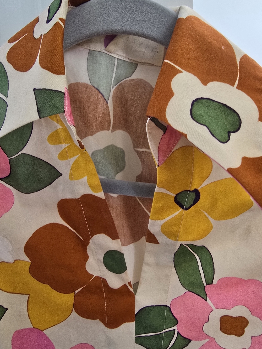 SÉZANE Angelique Sol 70's Flower Power Print Cream Multi Shacket Tunic NWT RARE - Picture 8 of 14
